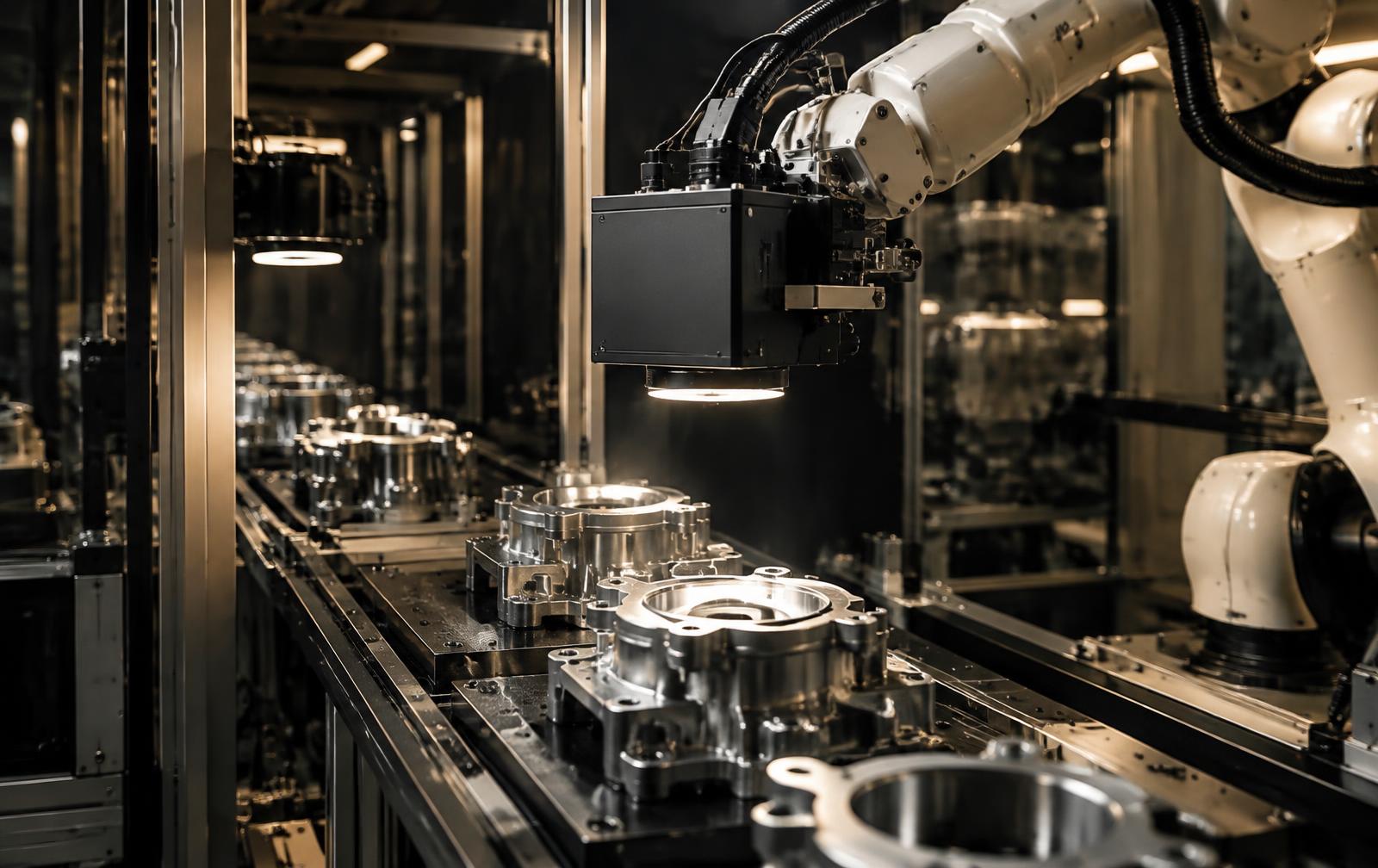 Robotic vision system inspecting precision components